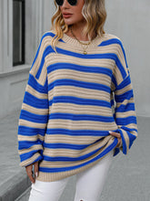 Load image into Gallery viewer, Striped Dropped Shoulder Sweater
