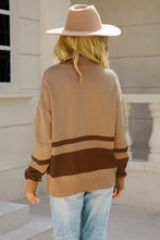 Load image into Gallery viewer, Two-Tone Long Sleeve Zip-Up Knit Top
