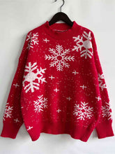 Load image into Gallery viewer, Snowflake Pattern Dropped Shoulder Sweater
