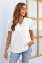Load image into Gallery viewer, Swiss Dot Lace Trim Flounce Sleeve Blouse
