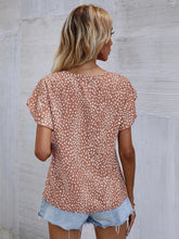 Load image into Gallery viewer, Printed V-Neck Petal Sleeve Blouse
