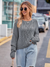 Load image into Gallery viewer, Round Neck Cable-Knit Sweater
