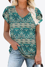 Load image into Gallery viewer, Printed Petal Sleeve V-Neck Blouse
