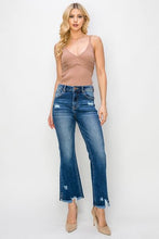 Load image into Gallery viewer, RISEN High Waist Raw Hem Flare Jeans
