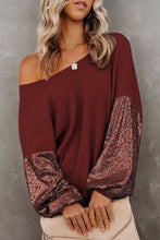 Load image into Gallery viewer, Sequin Waffle-Knit Blouse
