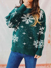 Load image into Gallery viewer, Snowflake Pattern Dropped Shoulder Sweater
