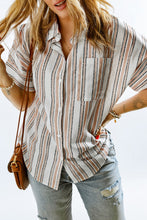 Load image into Gallery viewer, Striped Short Sleeve Shirt with Breast Pocket
