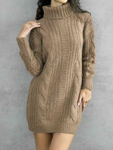 Load image into Gallery viewer, Turtleneck Ribbed Sweater Dress
