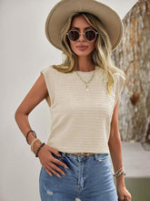 Load image into Gallery viewer, Textured Round Neck Cap Sleeve Blouse
